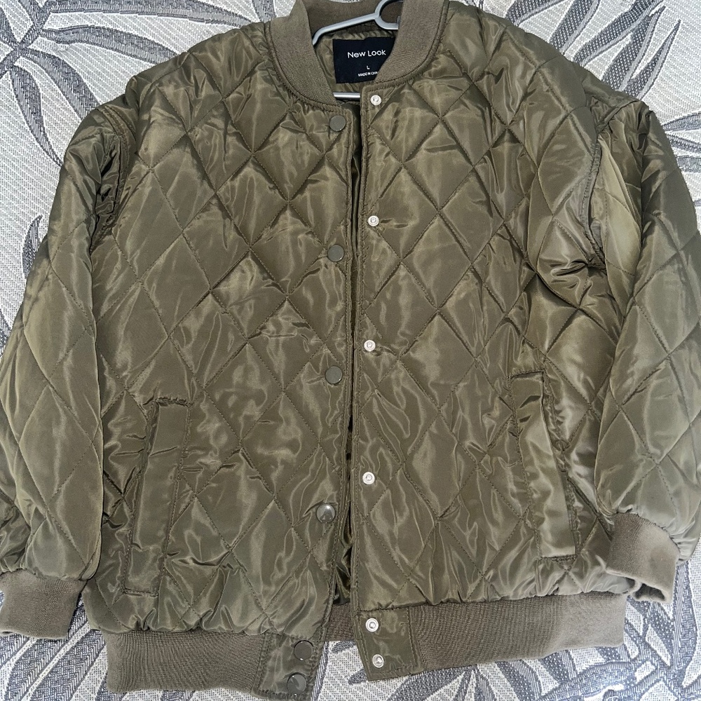 Large Olive Green Button Up Coat